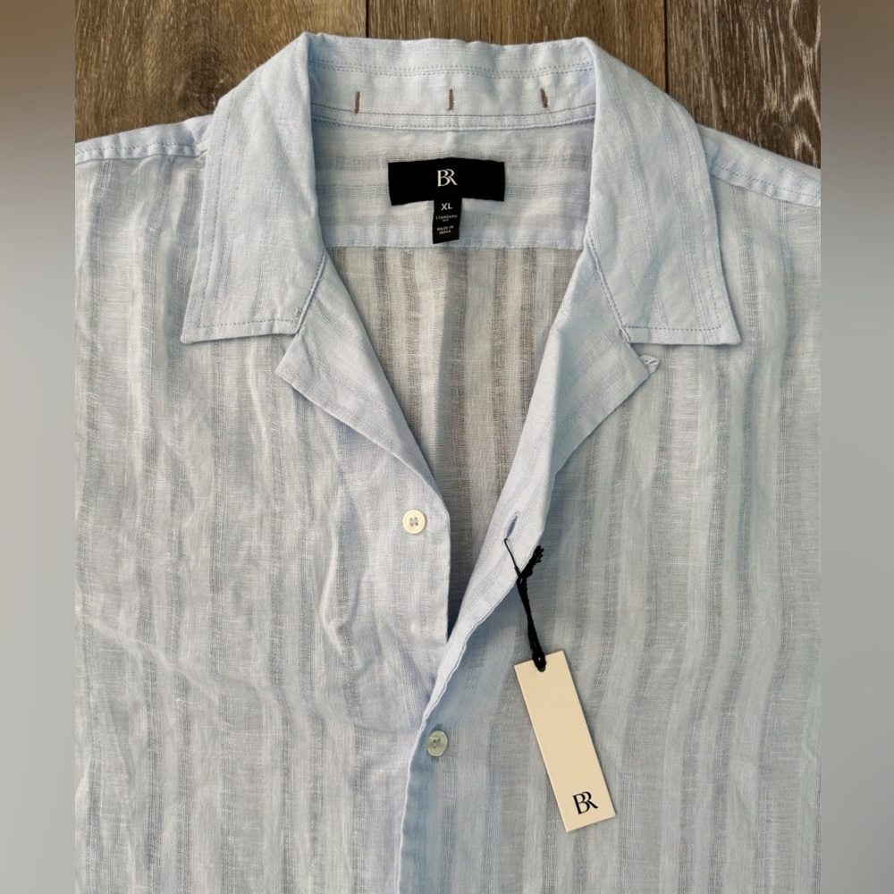 NWT Banana Republic Men's Linen/Cotton Light Blue Resort Wear Shirt Size XL - Picture 7 of 14